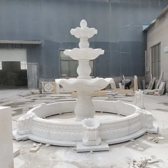 Outdoor Garden Large Nature White Marble Stone Water Fountain 