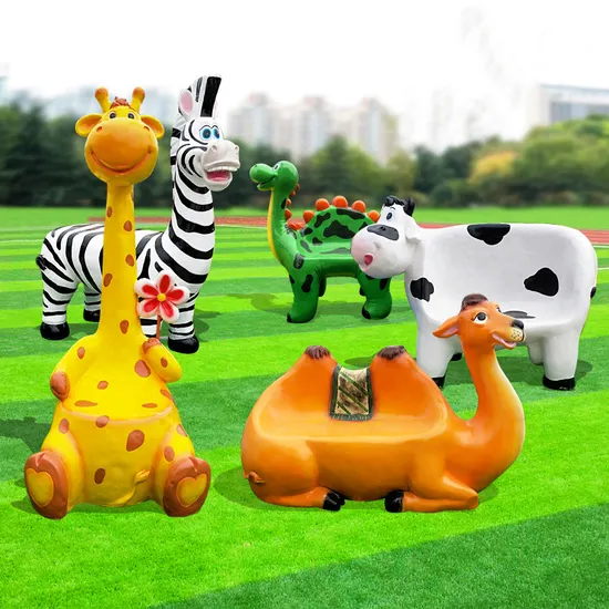 Outdoor Fiberglass Zoo Animals Realistic Animal Statues Fiberglass Animal Molds 